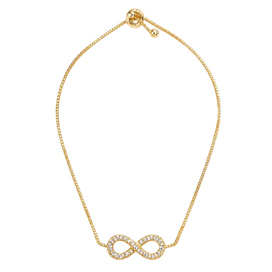 Pulseira Infinito Zircõnias Cristal Dourada