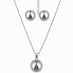 Conjunto Nossa Senhora Aparecida Ródio Branco Zircônias Azuis