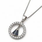 Conjunto Nossa Senhora Aparecida Ródio Branco Zircônias Azuis