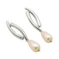 Brinco pérola gota Ródio Branco