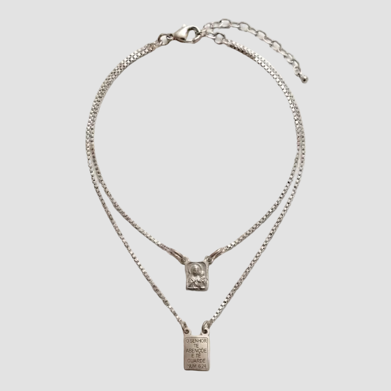 Pulseira de Escapulário Ródio Branco